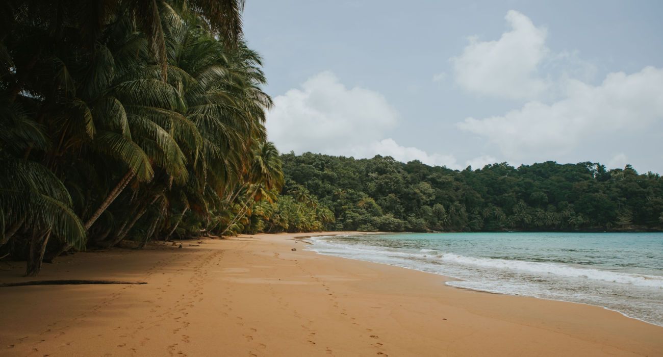 Landscape of BomBom beach in sunny day in Príncipe
