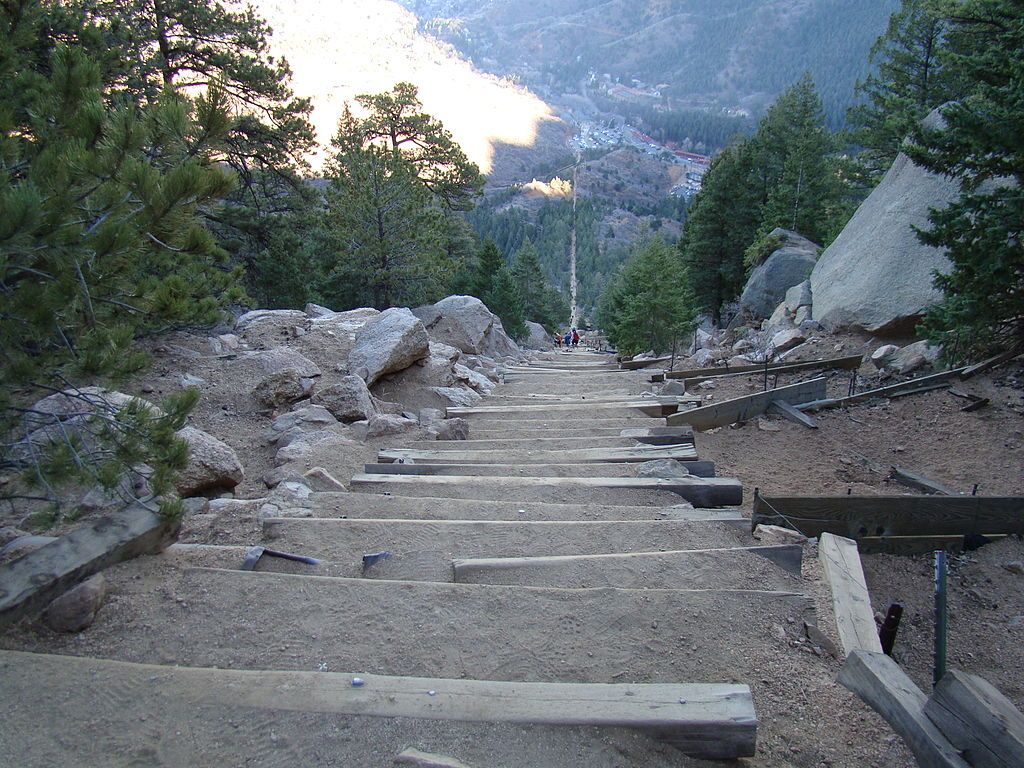 Manitou Incline trail in Manitou Springs, Colorado.