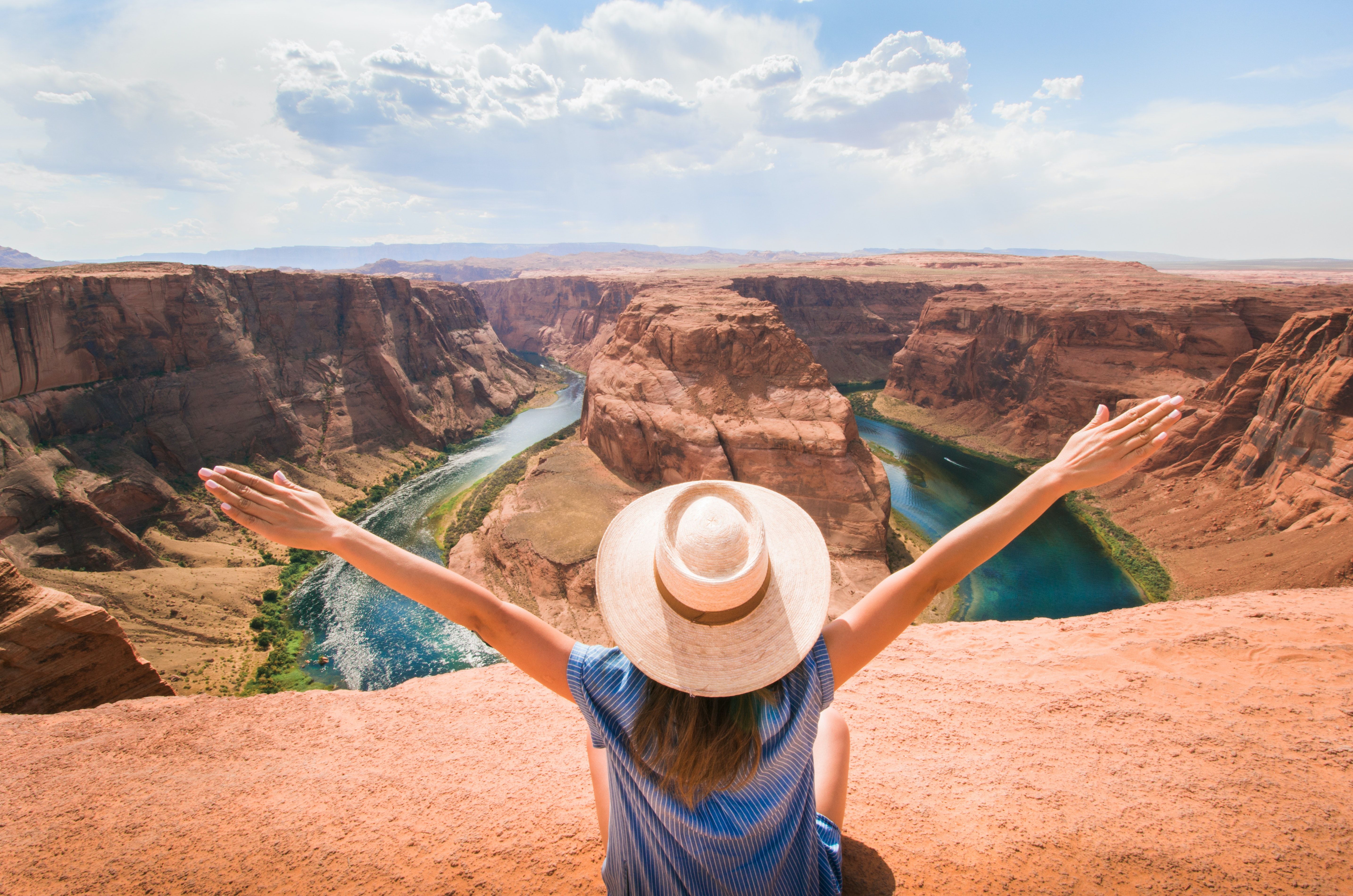 Woman overlooking a canyon in arizona