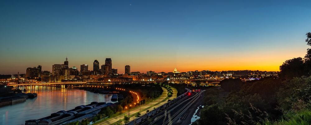 Downtown St. Paul Minnesota sunset cityscape landscape skyline.