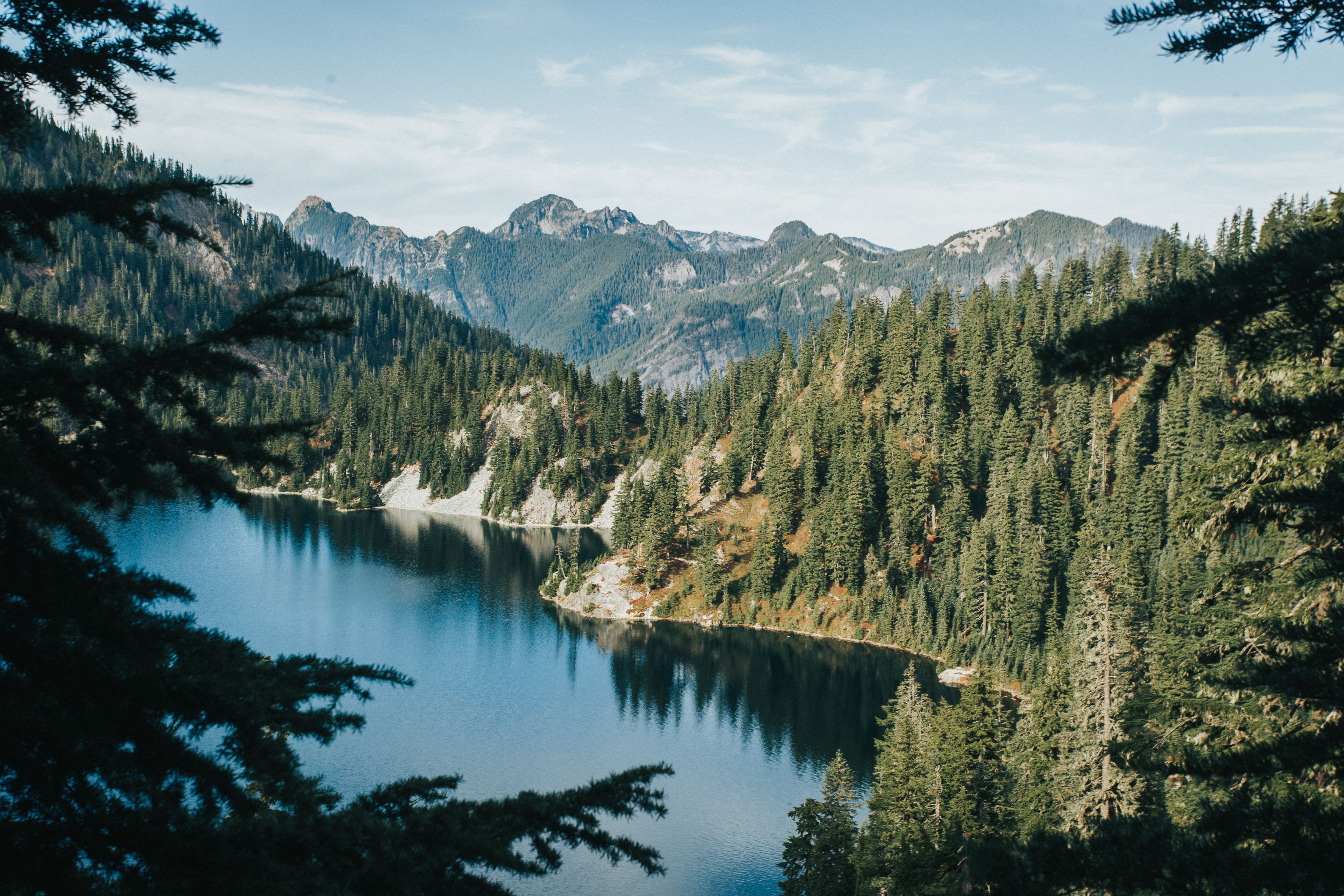 Snow Lake is seen on a sunny day in Snoqualmie Pass