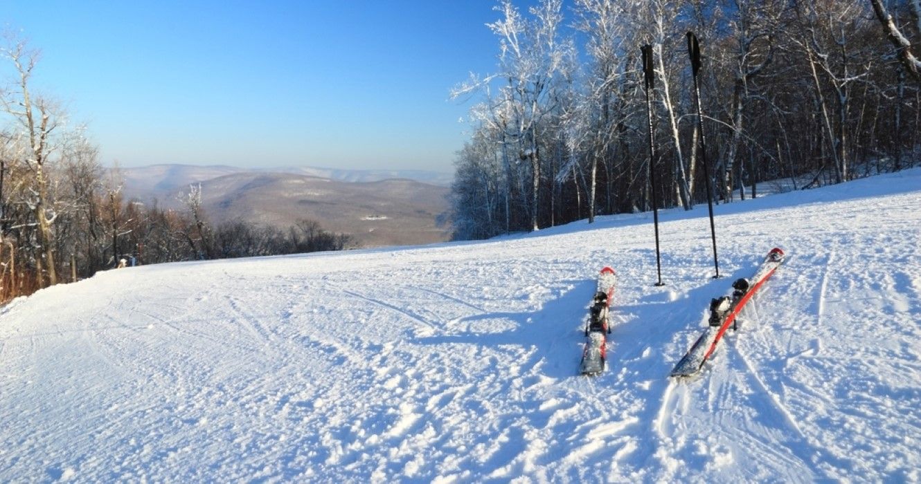 Ski trail at Belleayre Mountain Ski Resort in the Catskills Mountains of New York