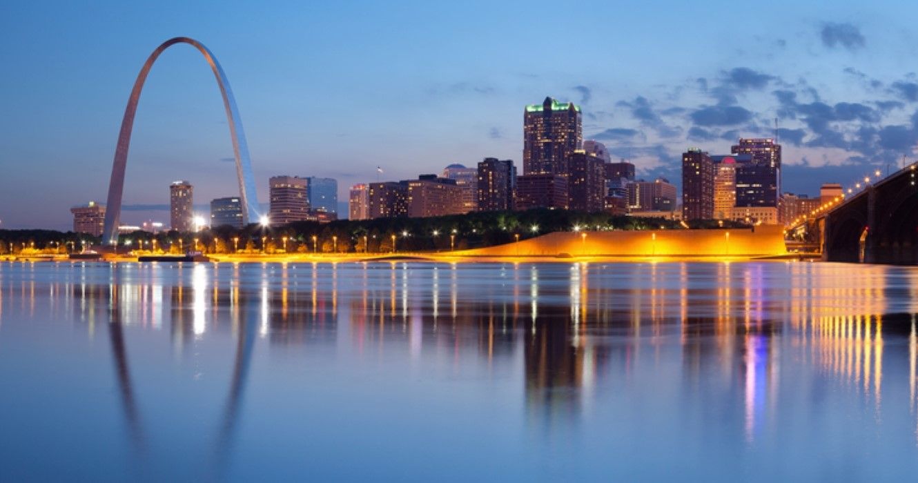 St. Louis, Missouri downtown with Gateway Arch