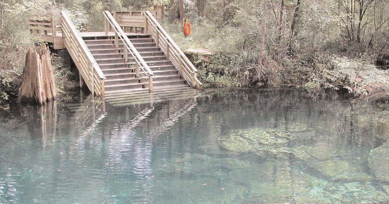 Stairs going into Peacock Springs Florida