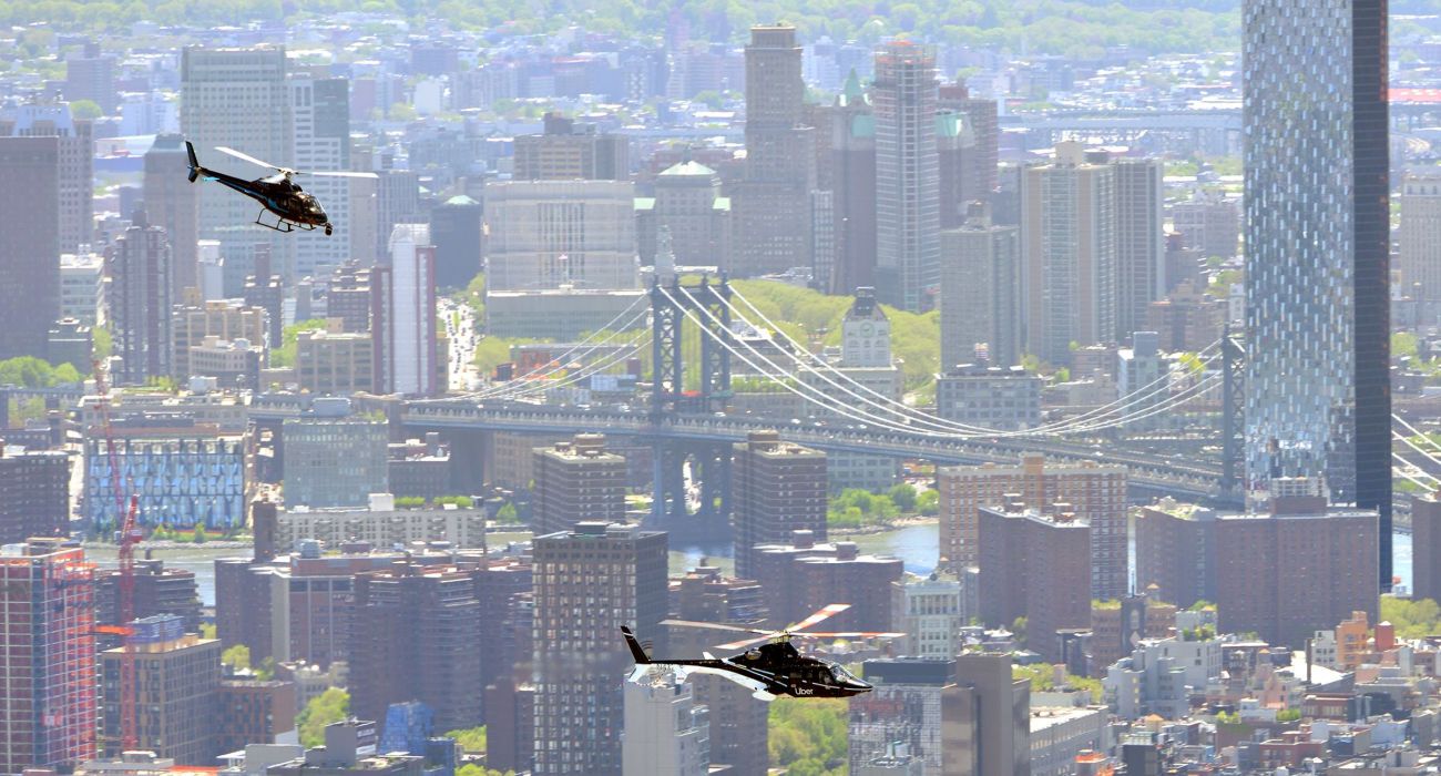 Two Uber helicopters over Manhattan