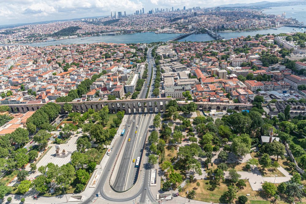 Valens Aqueduct view in Istanbul