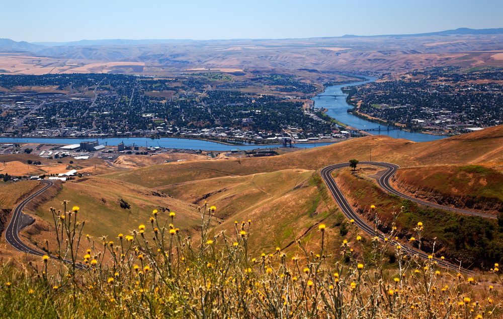 View of Lewiston Idaho and Snake River from Lewiston Hill