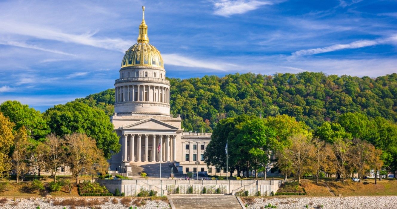 West Virginia State Capitol on the Kanawha River in Charleston, West Virginia