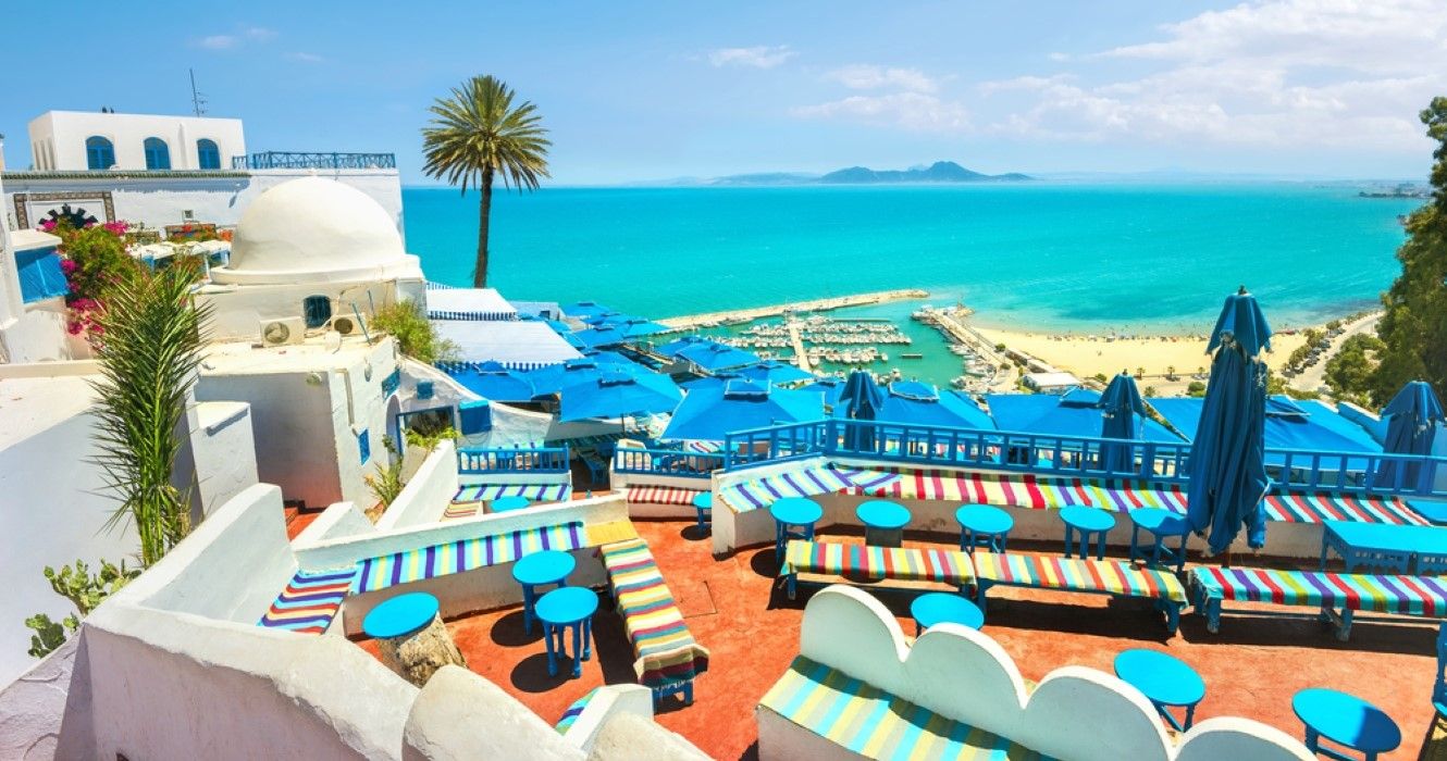 White blue village Sidi Bou Said, Tunisia