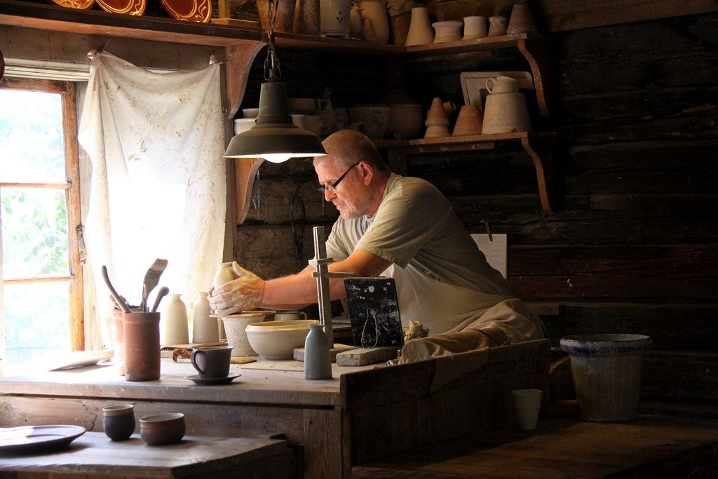 A Ceramic Artist At His Pottery Studio