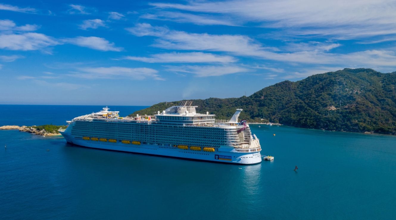 A Royal Caribbean cruise ship docked in Haiti