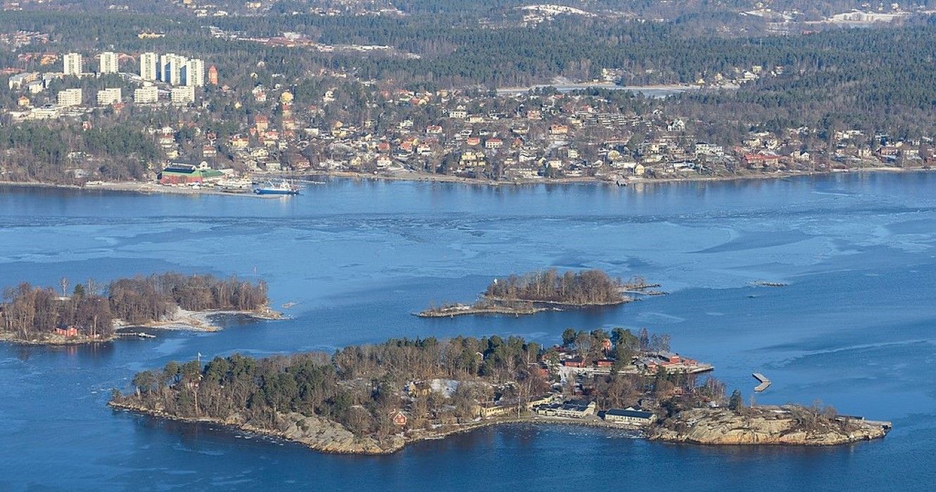 Aerial view of Fjäderholmarna, Sweden