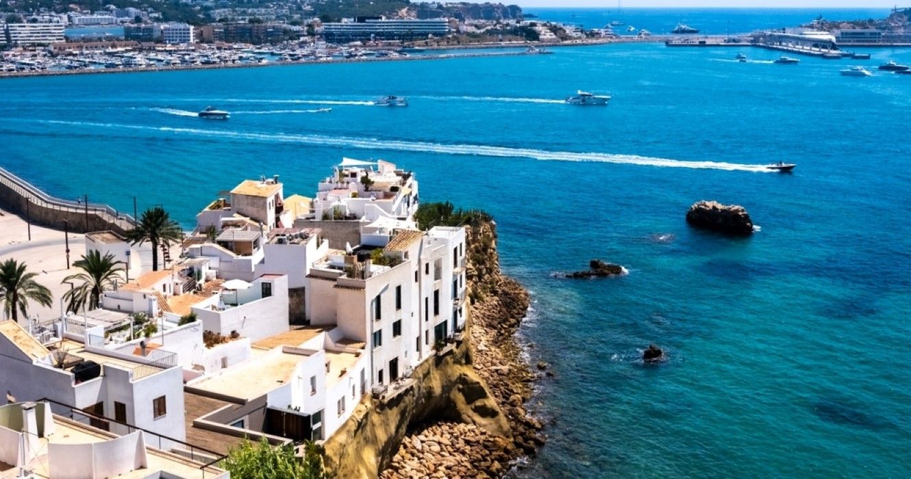 Aerial view of Ibiza port, Spain