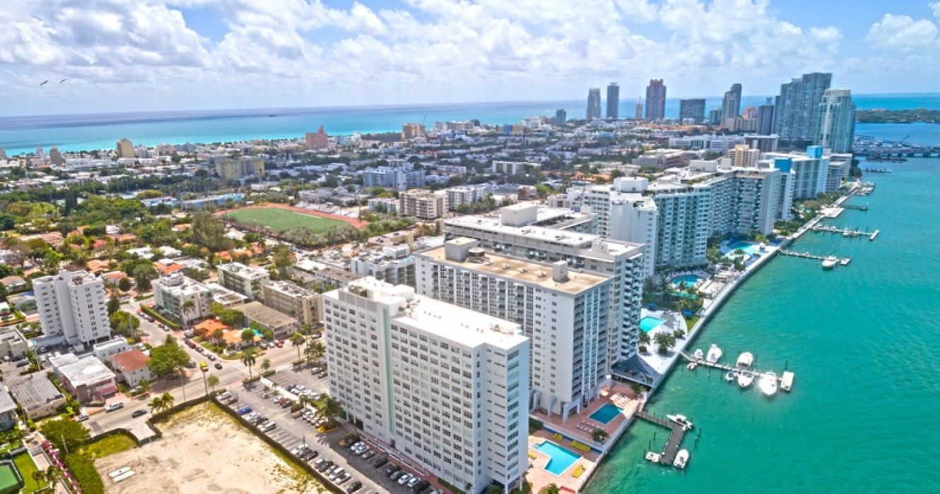 Aerial view of Miami Beach Western Bay Side, Florida