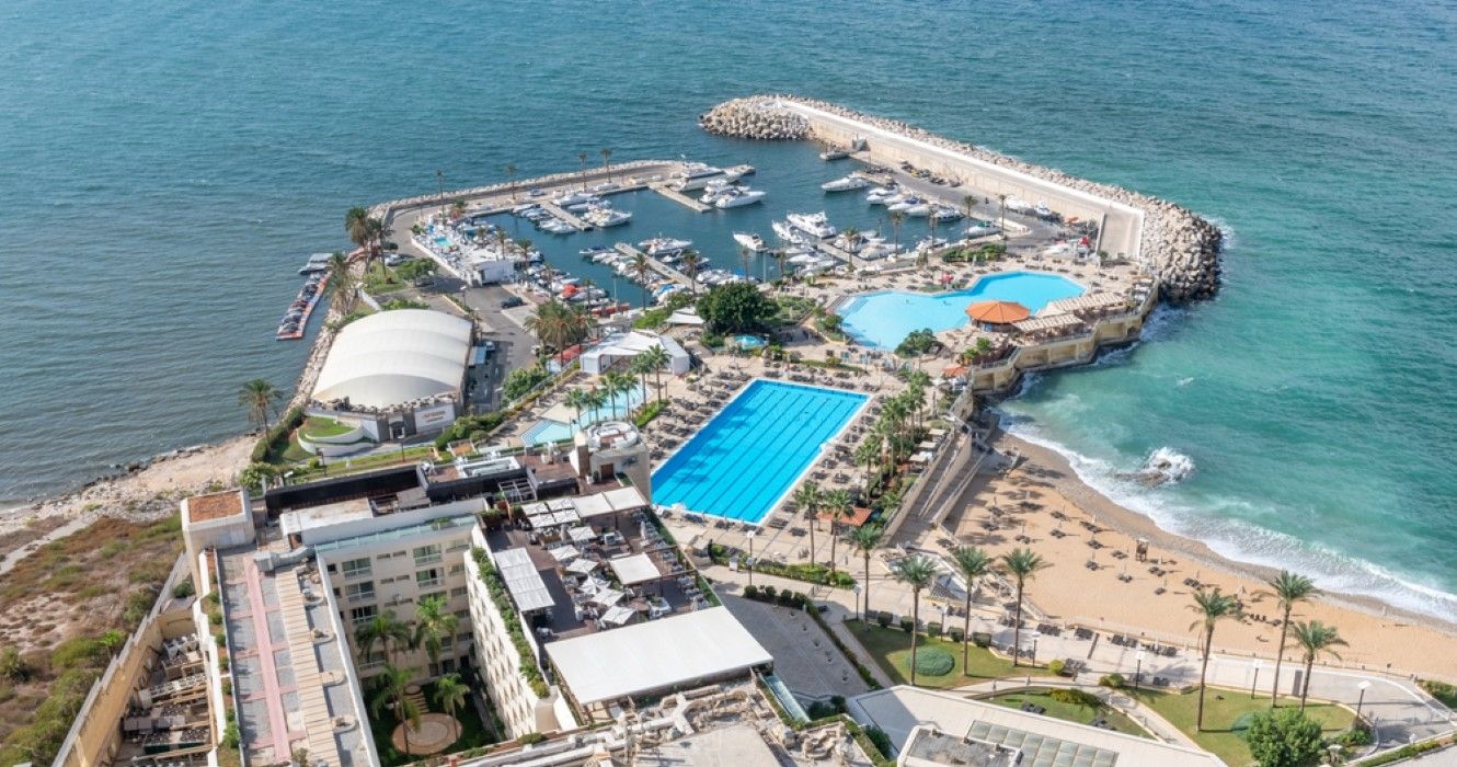 Aerial view of Movenpick Hotel and resort in Beirut, Lebanon