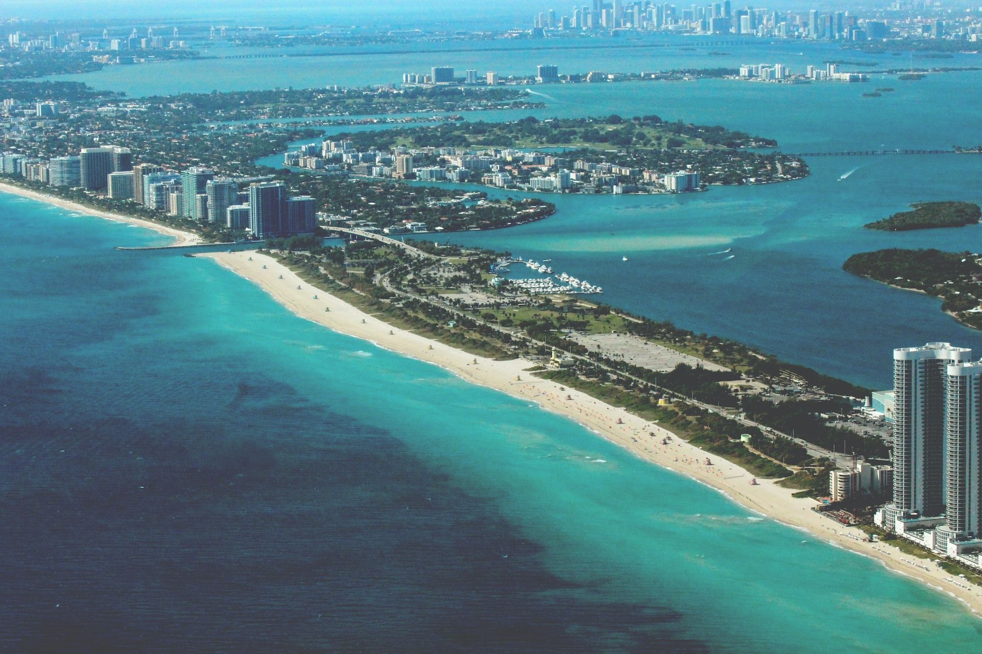 Bela vista da costa de Miami.