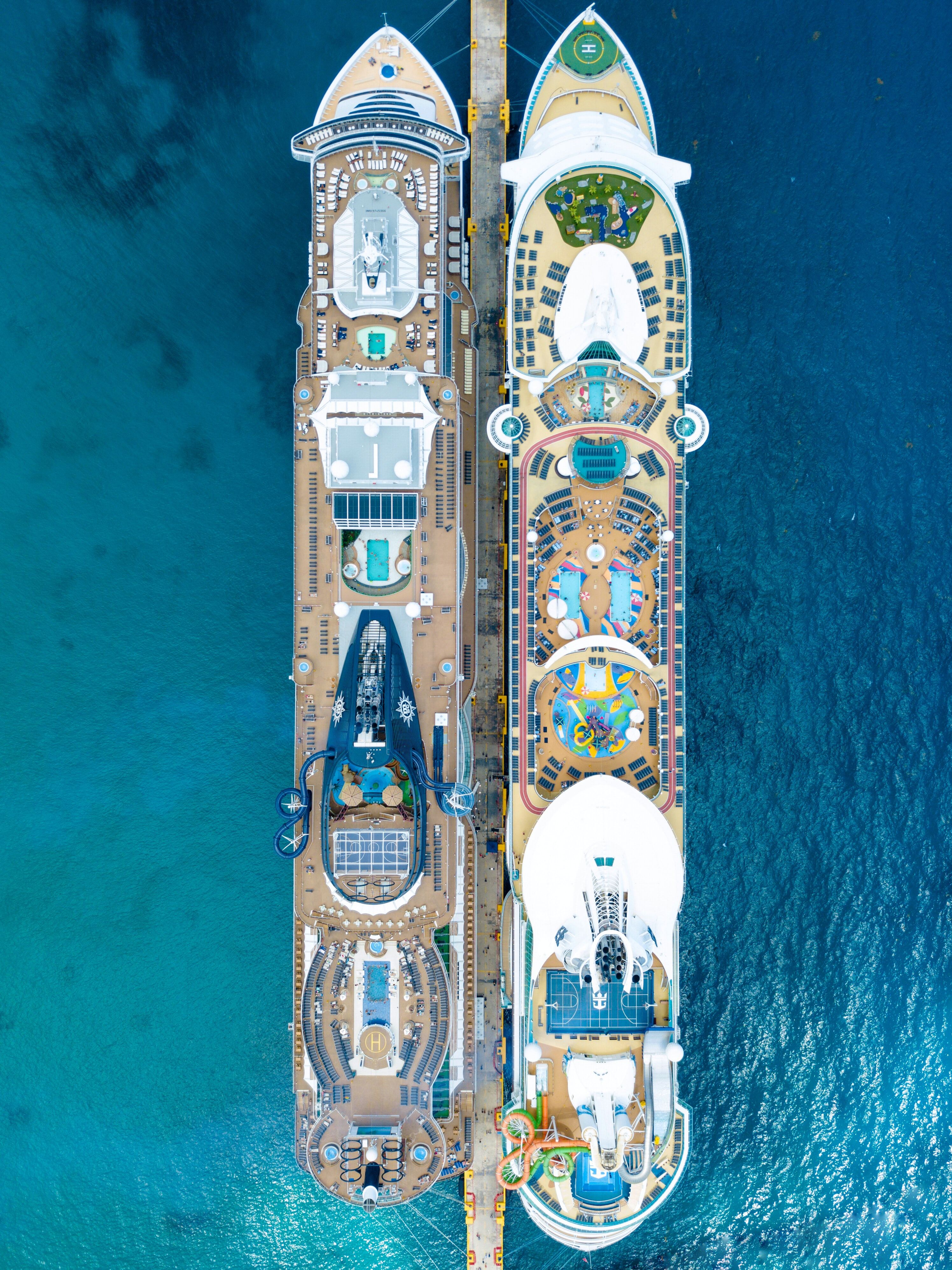 the Royal Caribbean Liberty (right) of the Seas and the MSC seaside. (left)