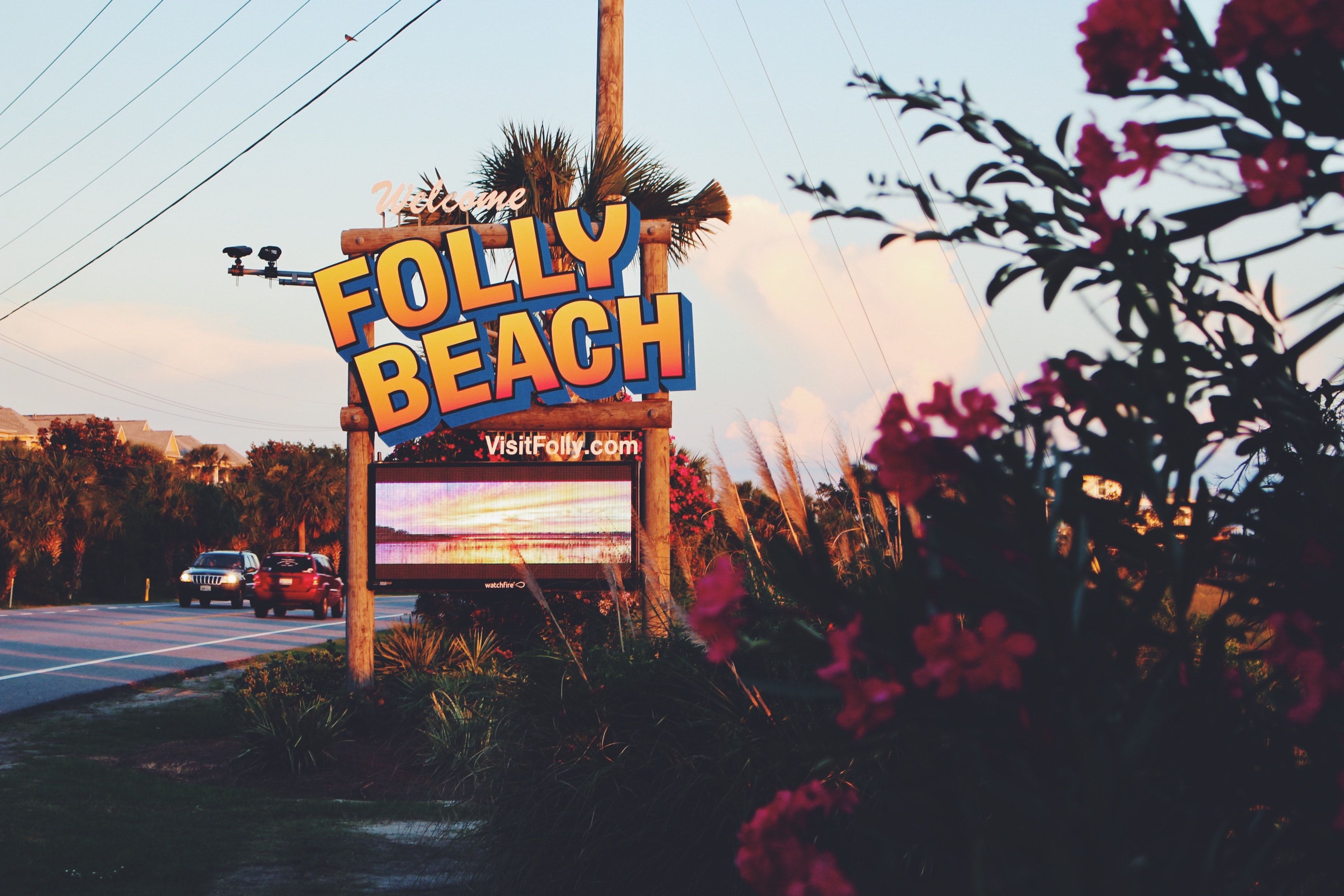 Sign for Folly Beach in Charleston