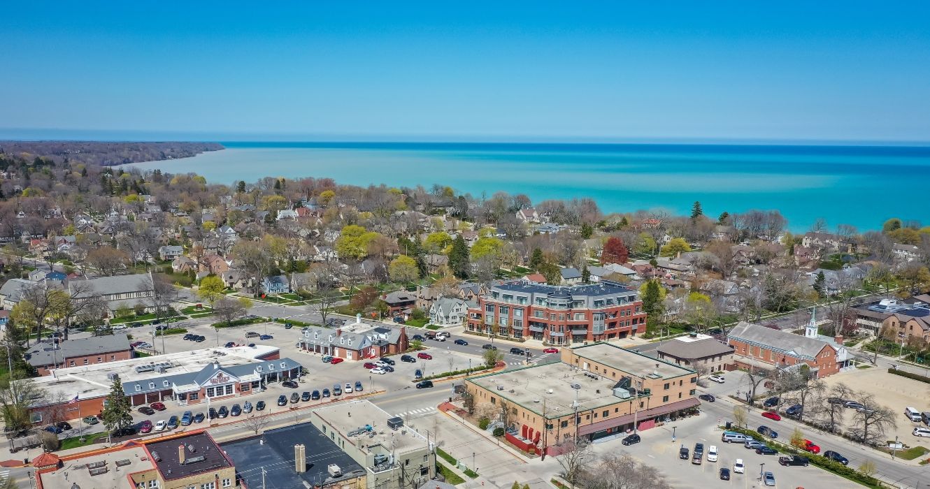 Buildings And The Waterfront In Whitefish Bay Michigan 