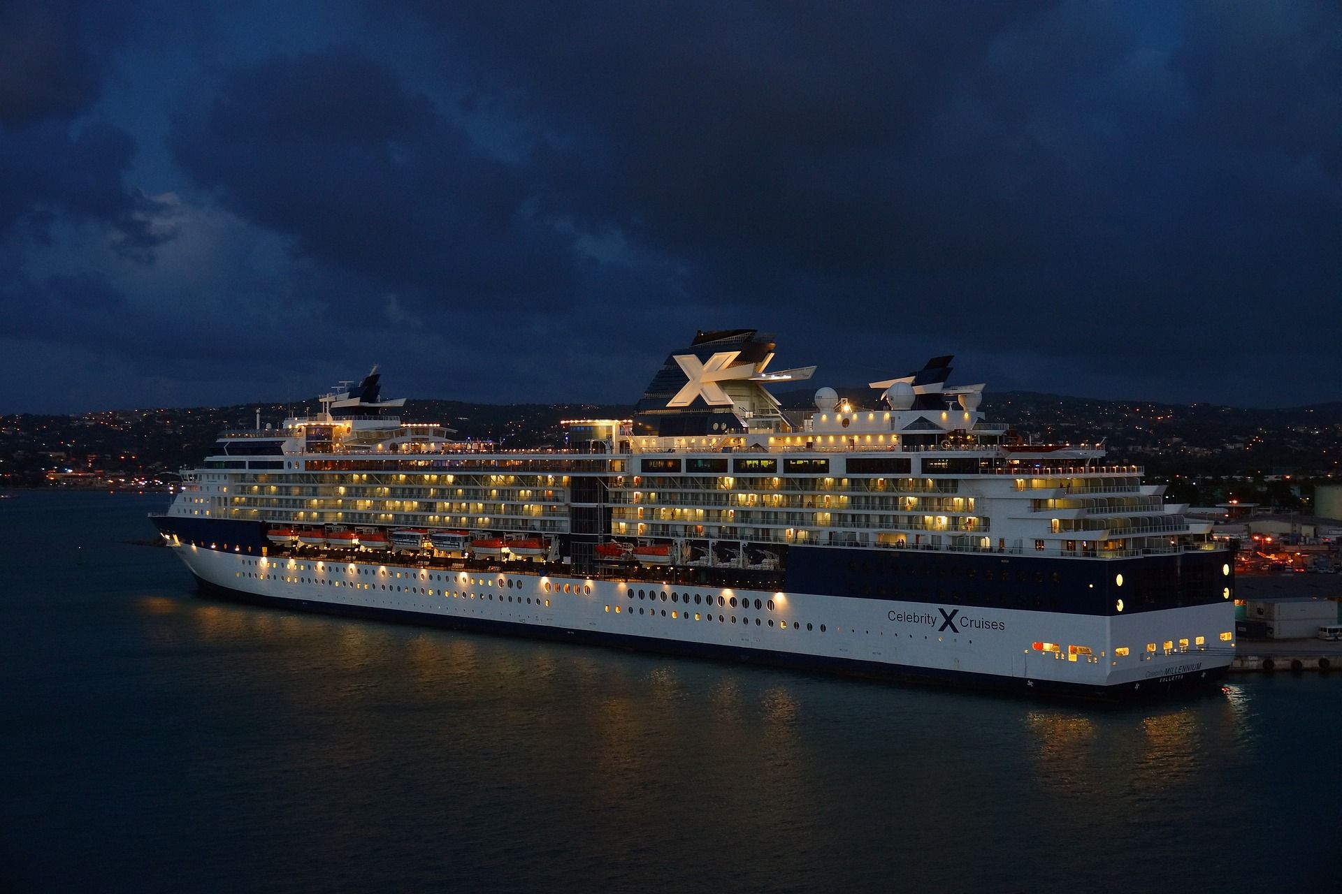 The celebrity Cruise at night in its full glory
