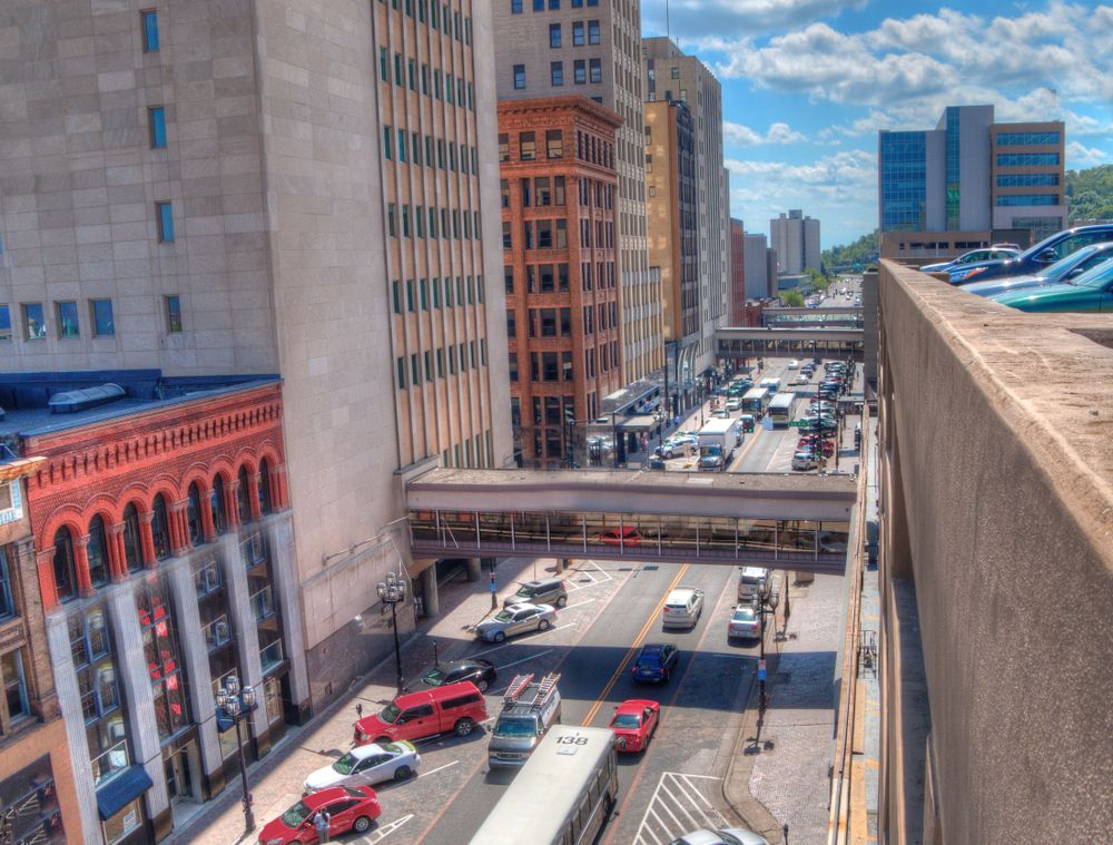 Busy downtown in Duluth, Minnesota