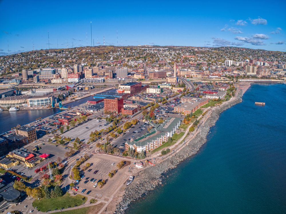 View from above of Lake Superior's Port City, Duluth