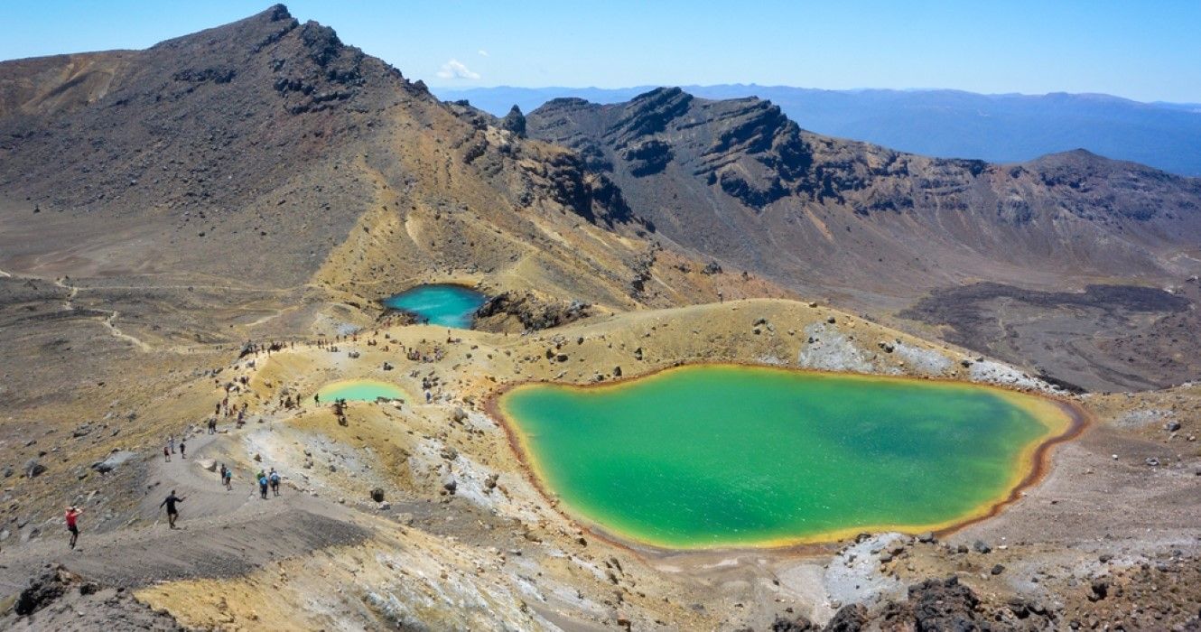 Emerald lakes in Tongariro National Park, New Zealand