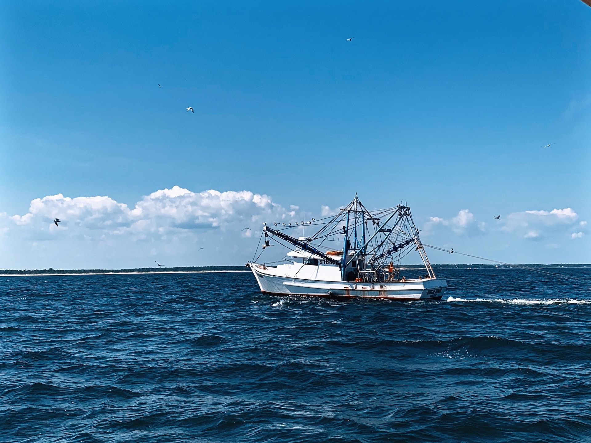 Fishing boat on the water off of Myrtle Beach in South Carolina, USA