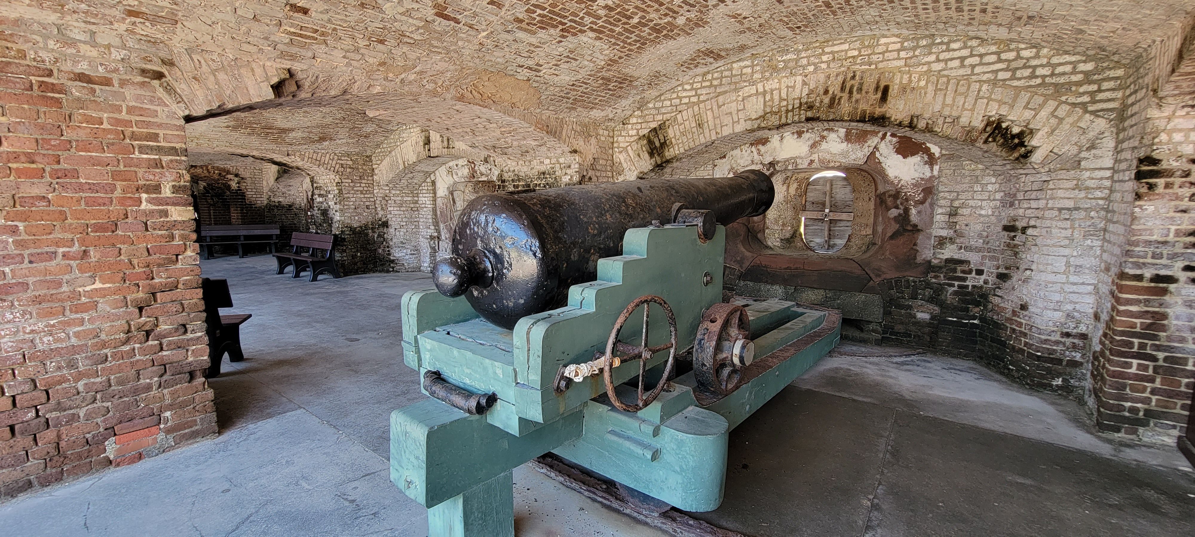 Canon inside Fort Sumter National Monument in Charleston, South Carolina
