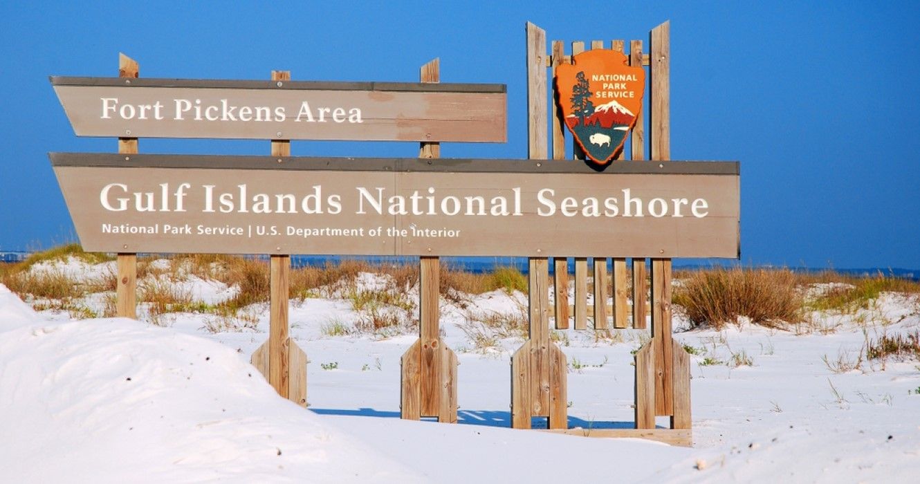 Gulf Islands National Seashore sign near Pensacola, Florida