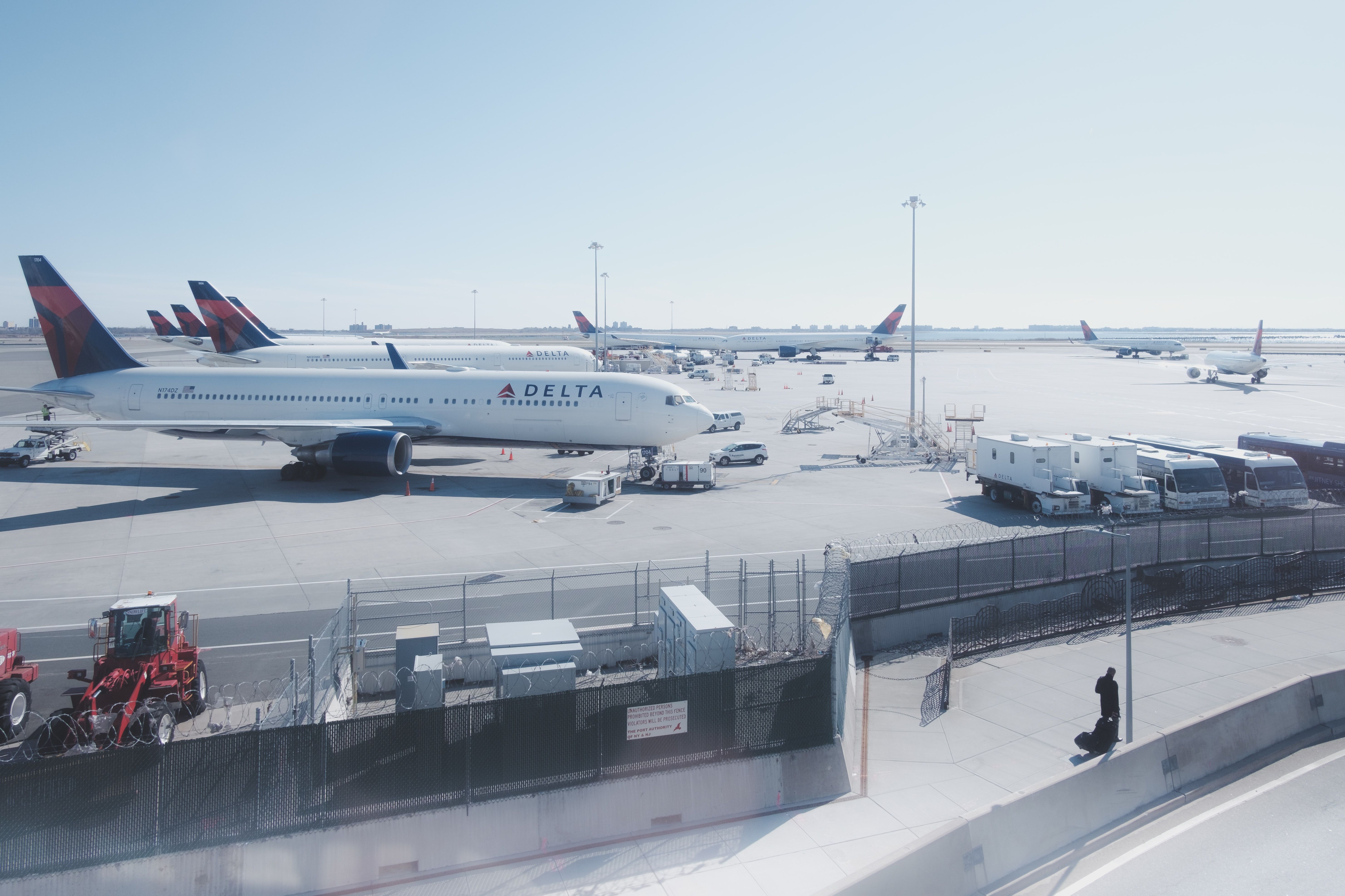 Delta Airline planes parked at JFK Airport