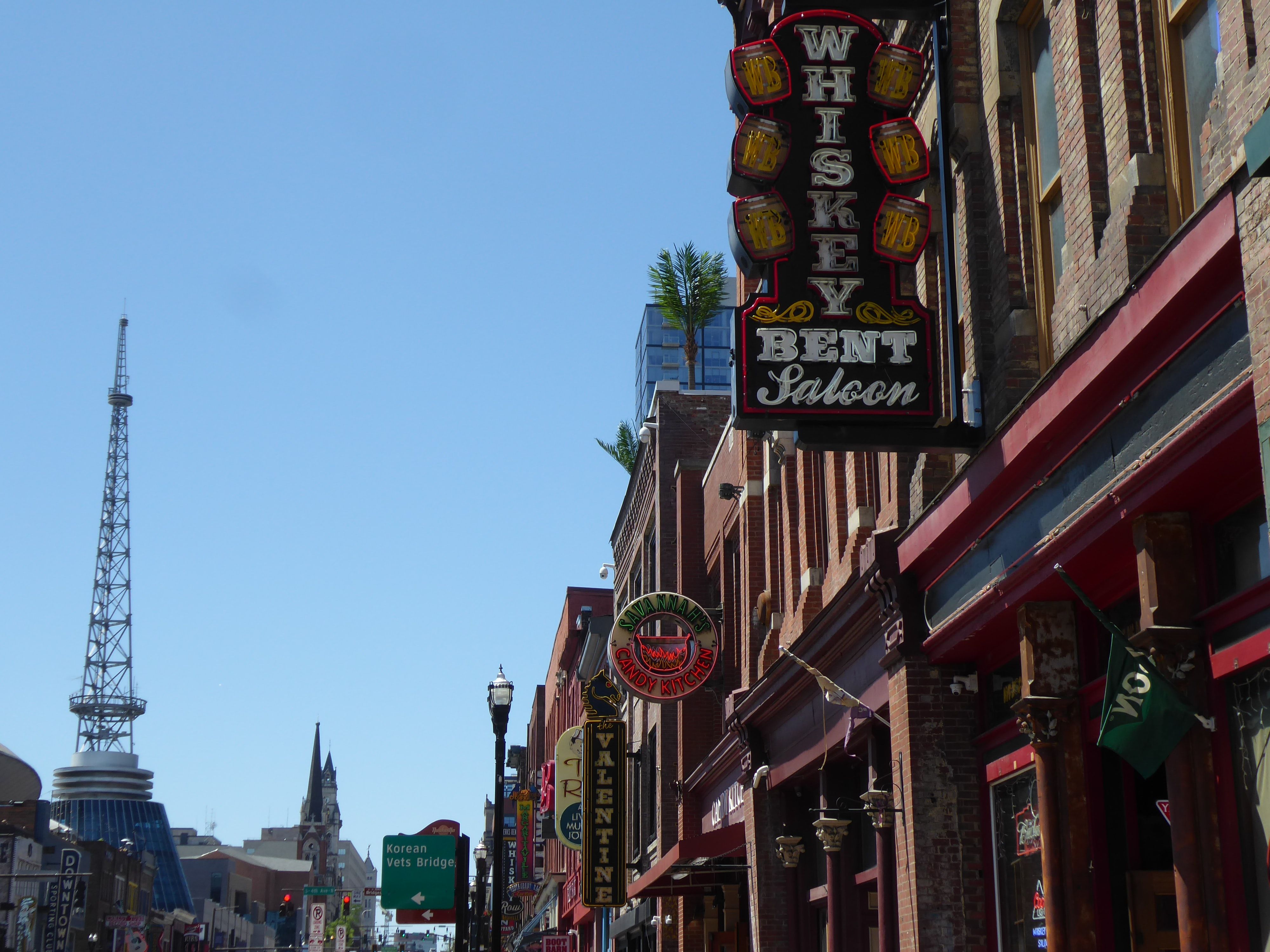 The bars along the streets of Nashville, Tennessee