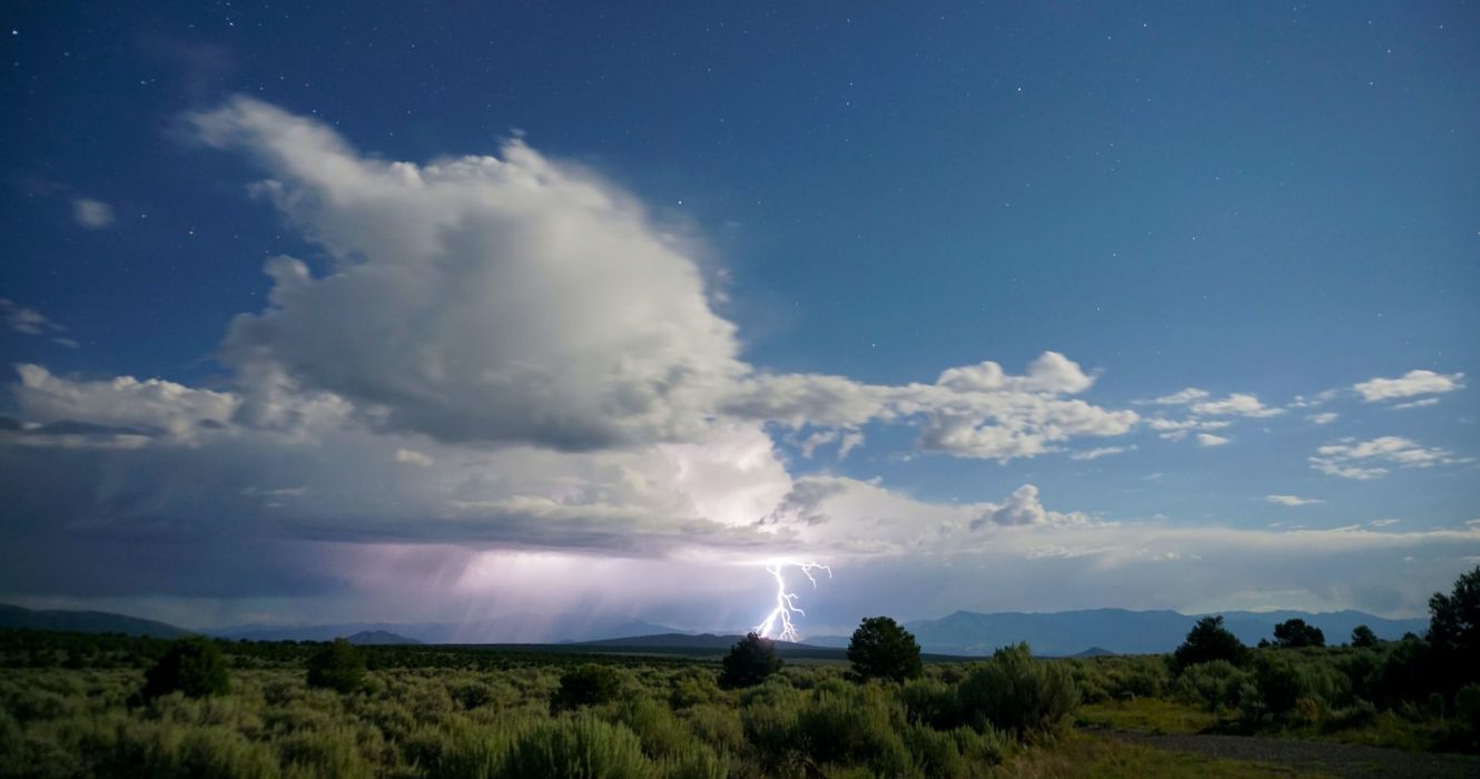 Lightning strikes the Sangre de Cristo mountains near Taos