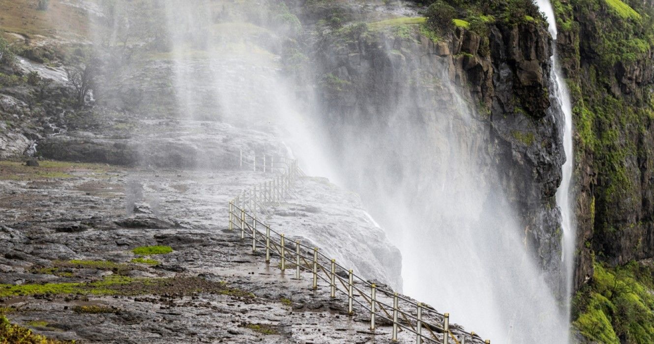 Naneghat waterfall is a reverse waterfall in Maharashtra, India