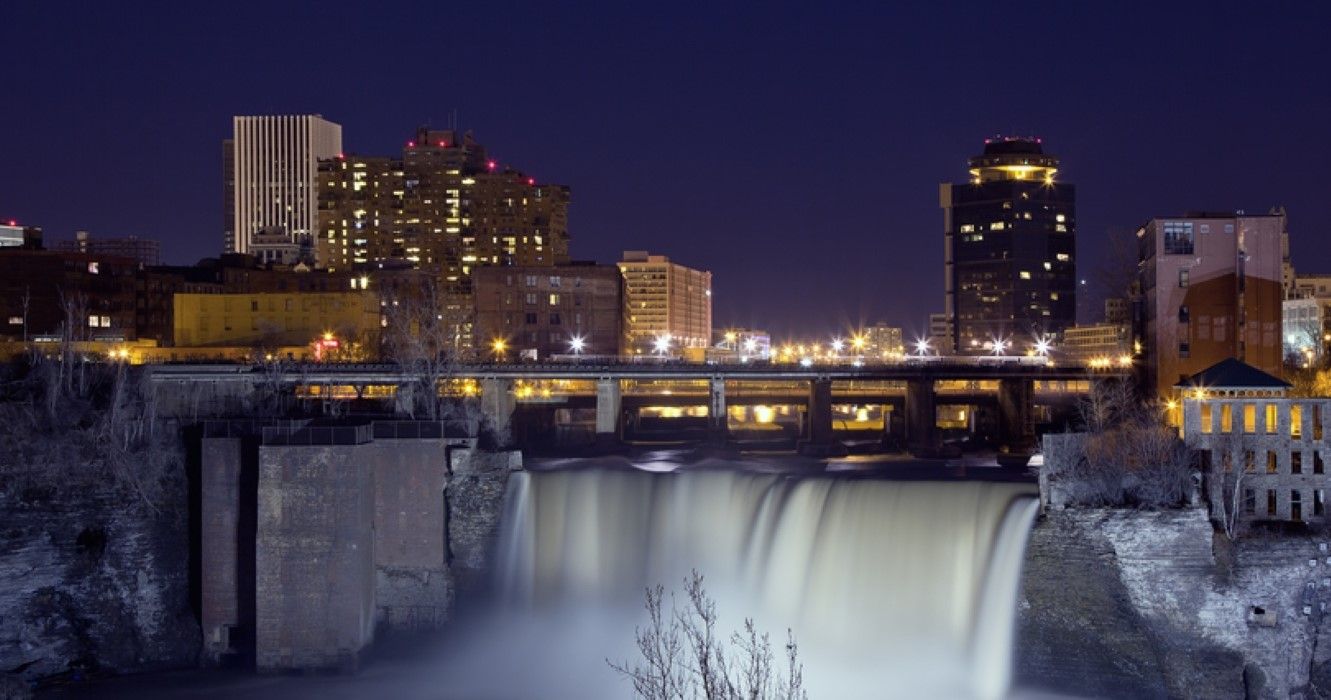 Night skyline of Rochester, New York