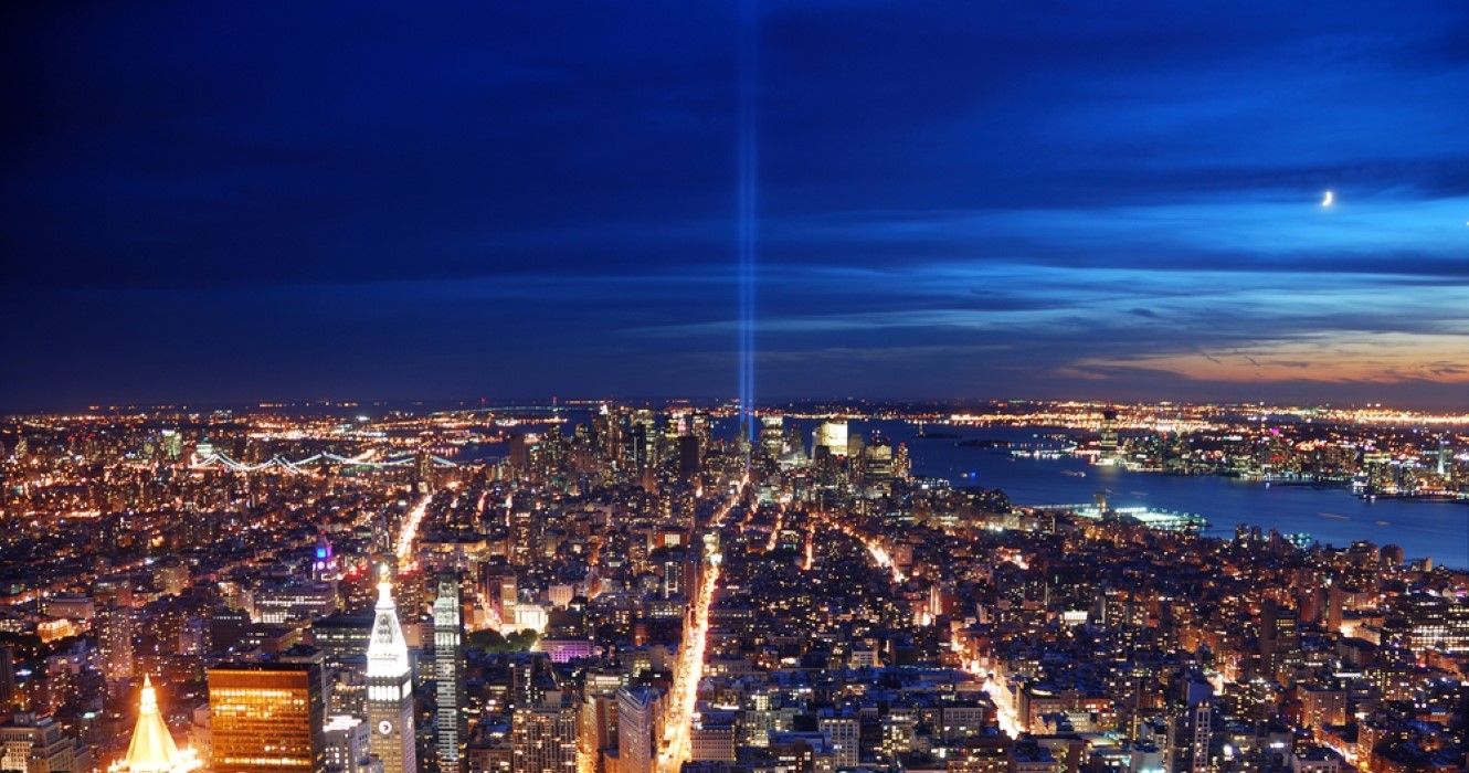 Panoramic view of Manhattan, New York City at night