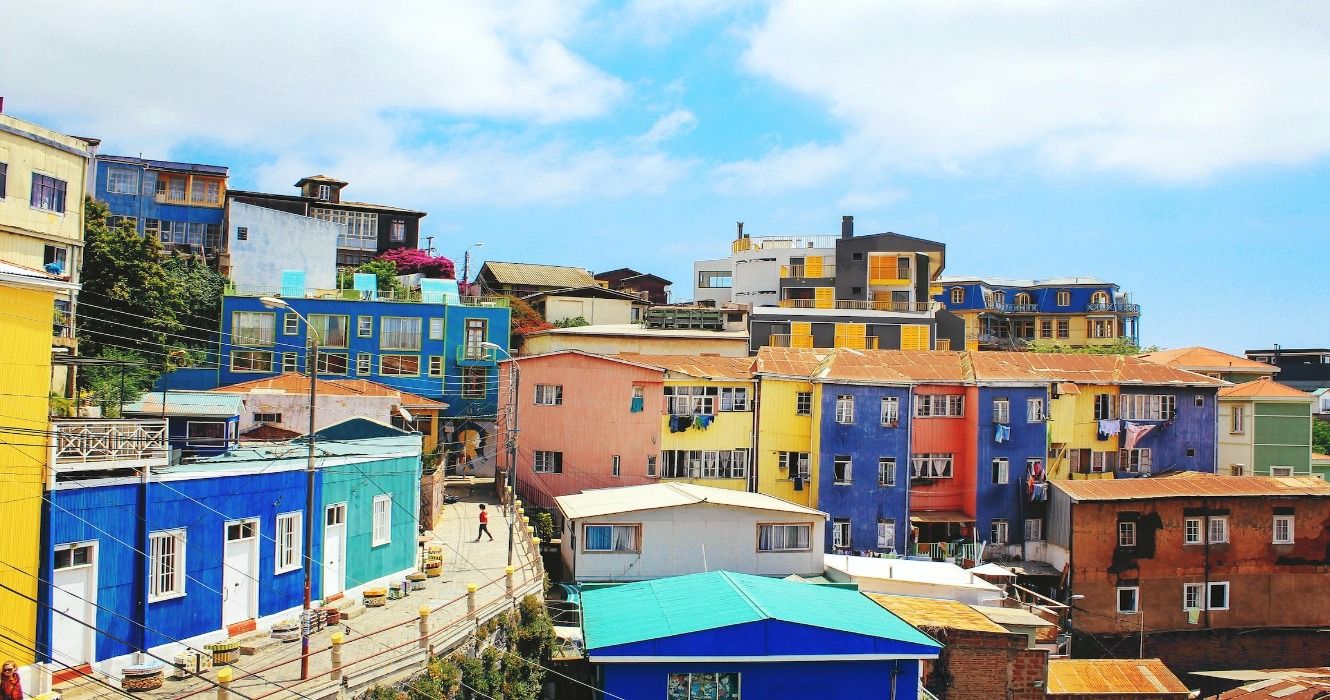 Brightly colored buildings in Valparaiso, Chile