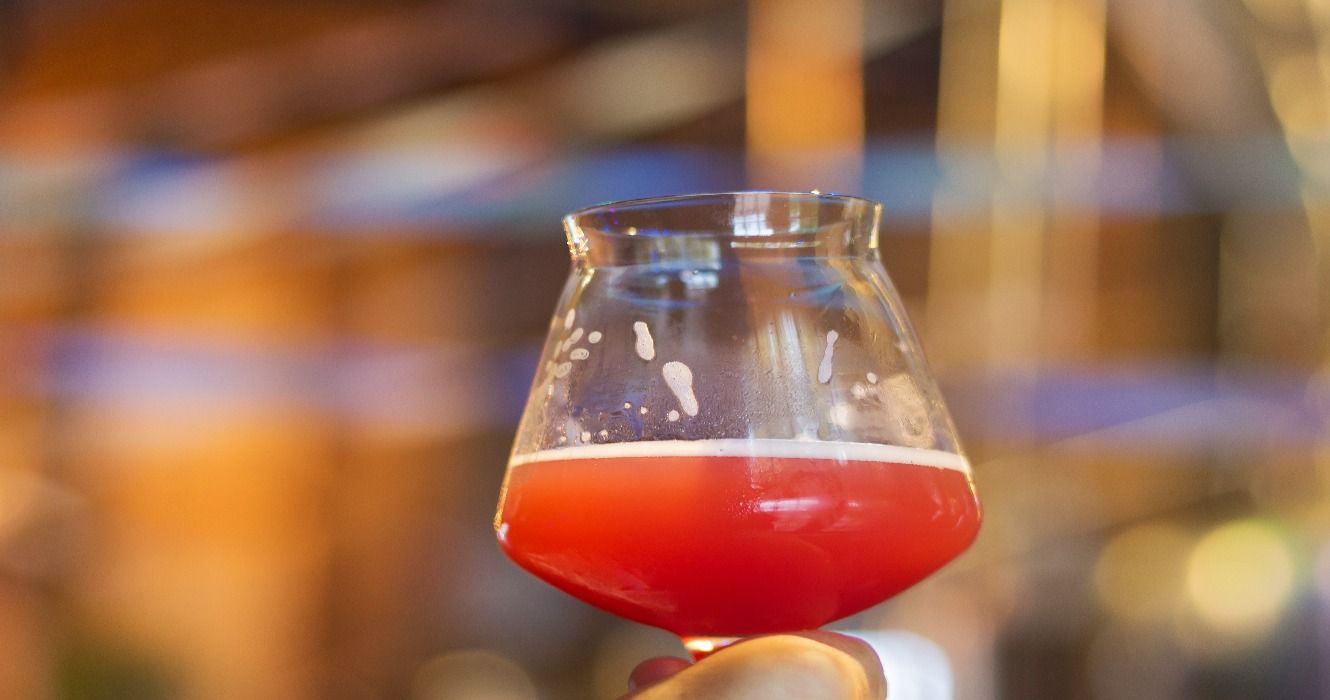 A glass of craft beer during a testing event in Vermont, USA