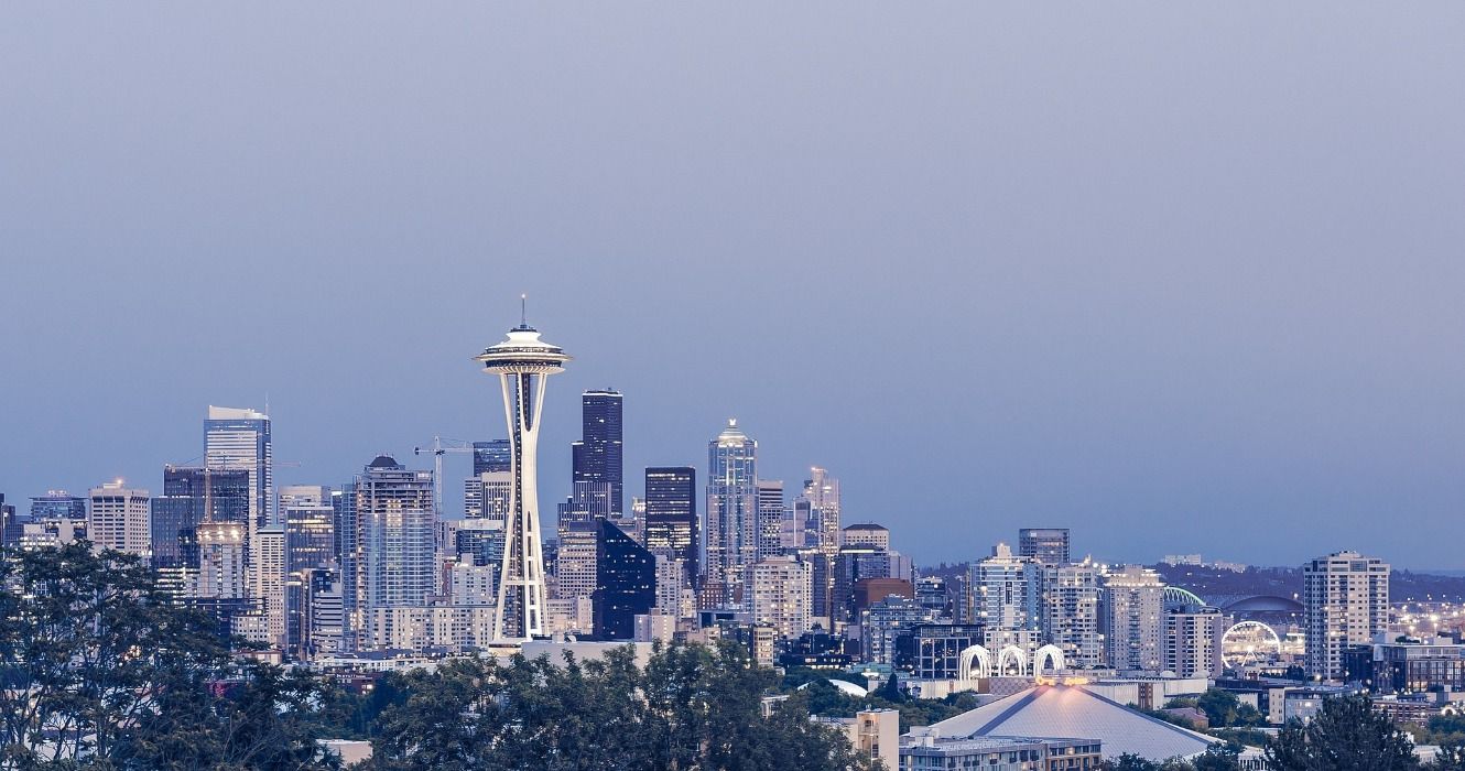 The Seattle city skyline featuring the Space Needle