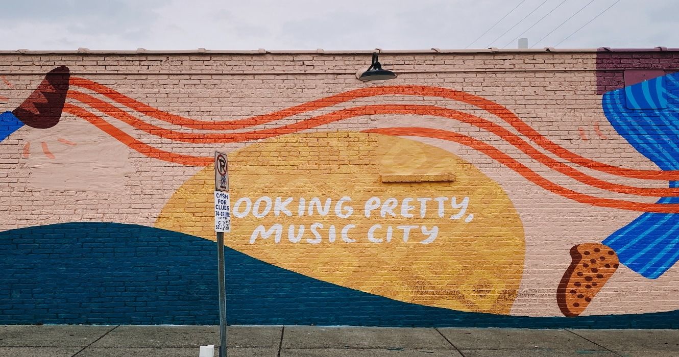 A street art mural in Music City, Nashville
