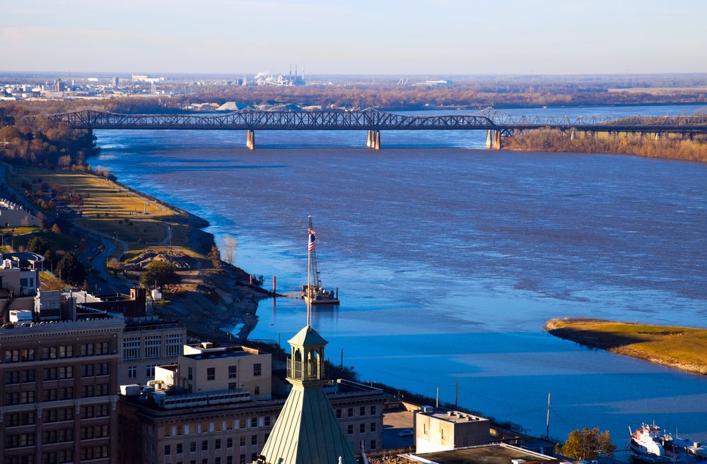 Mississippi River in Memphis, Tennessee on a sunny day
