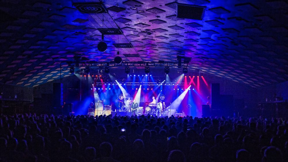 Crowds watching a band at The Barrowland Ballroom, Glasgow