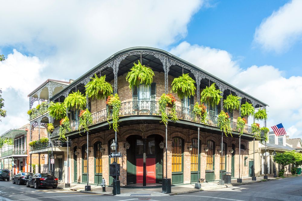Historic building in the French Quarter with lots of plants