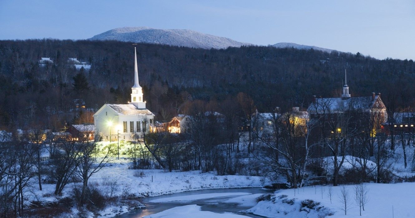 Stowe Community Church, Stowe, Vermont in winter
