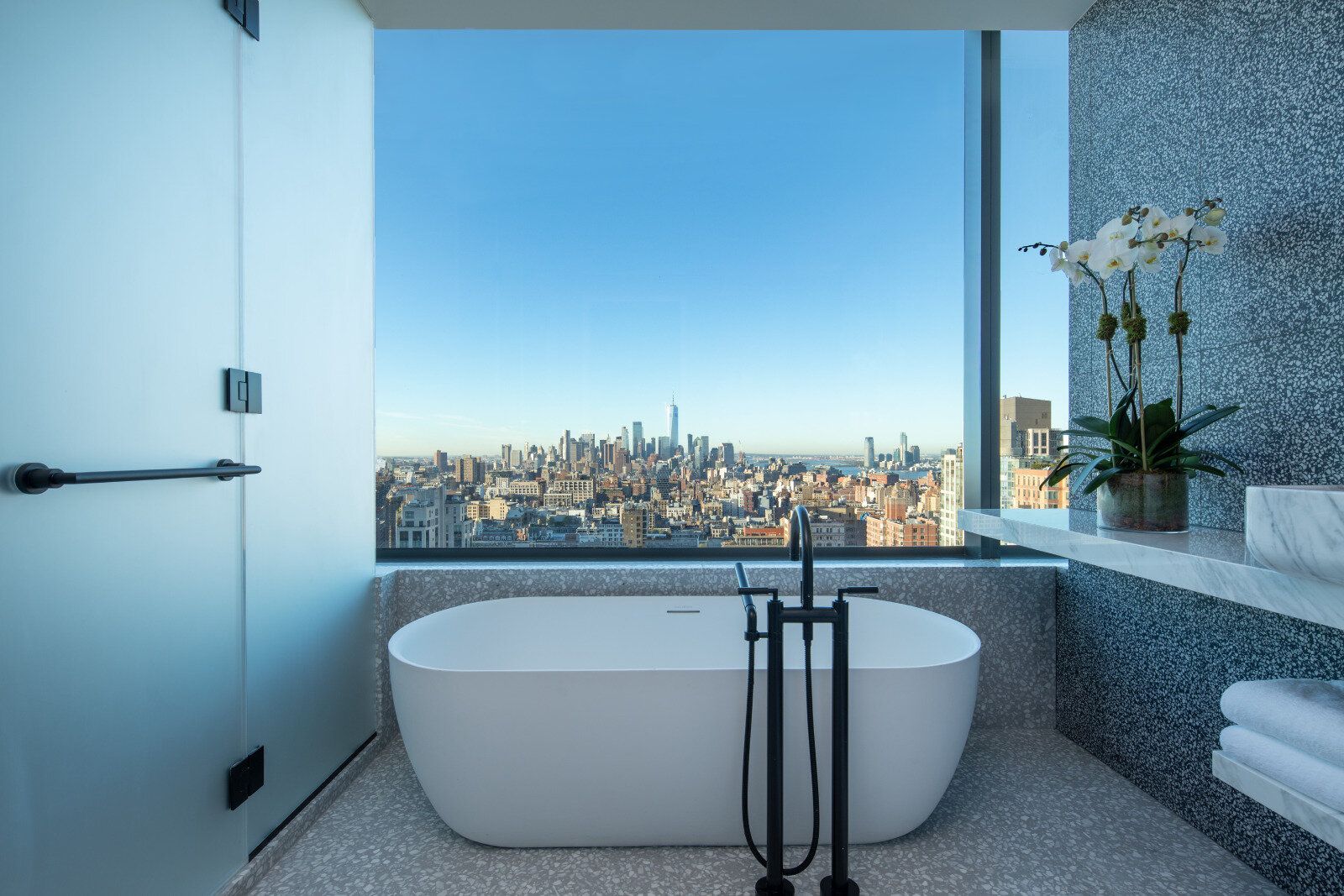 City view from The Ritz-Carlton's bathroom