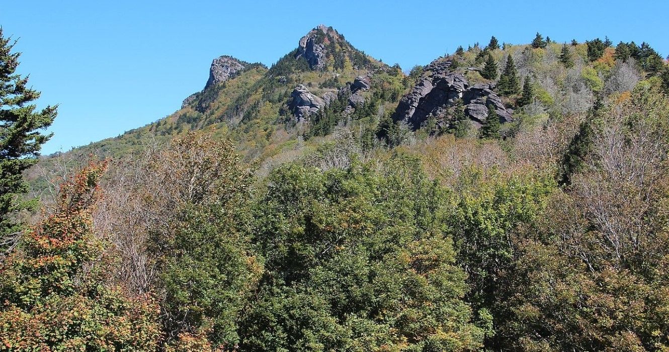 View of the peaks of Grandfather Mountain, seen from Half Moon Overlook