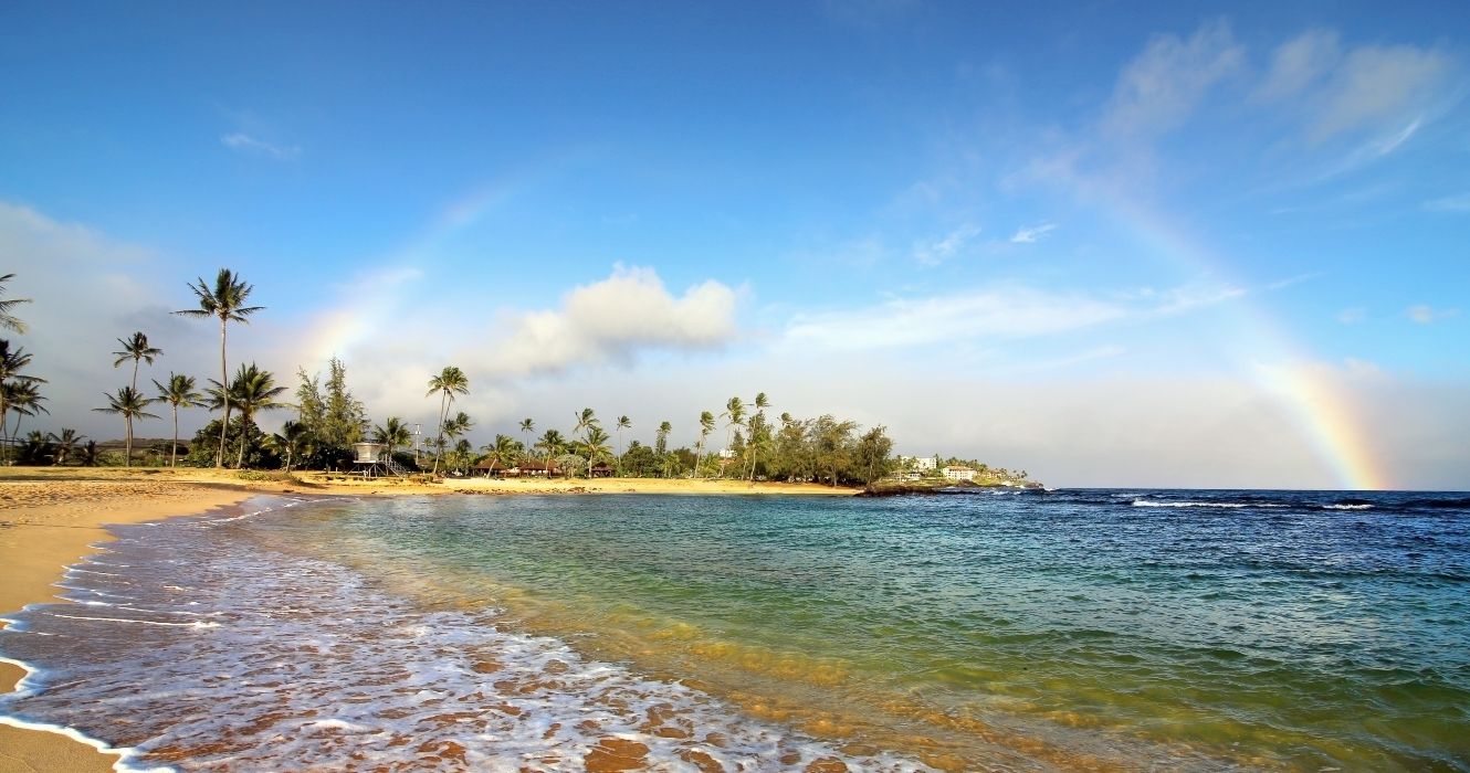 A rainbow over Poipu beach