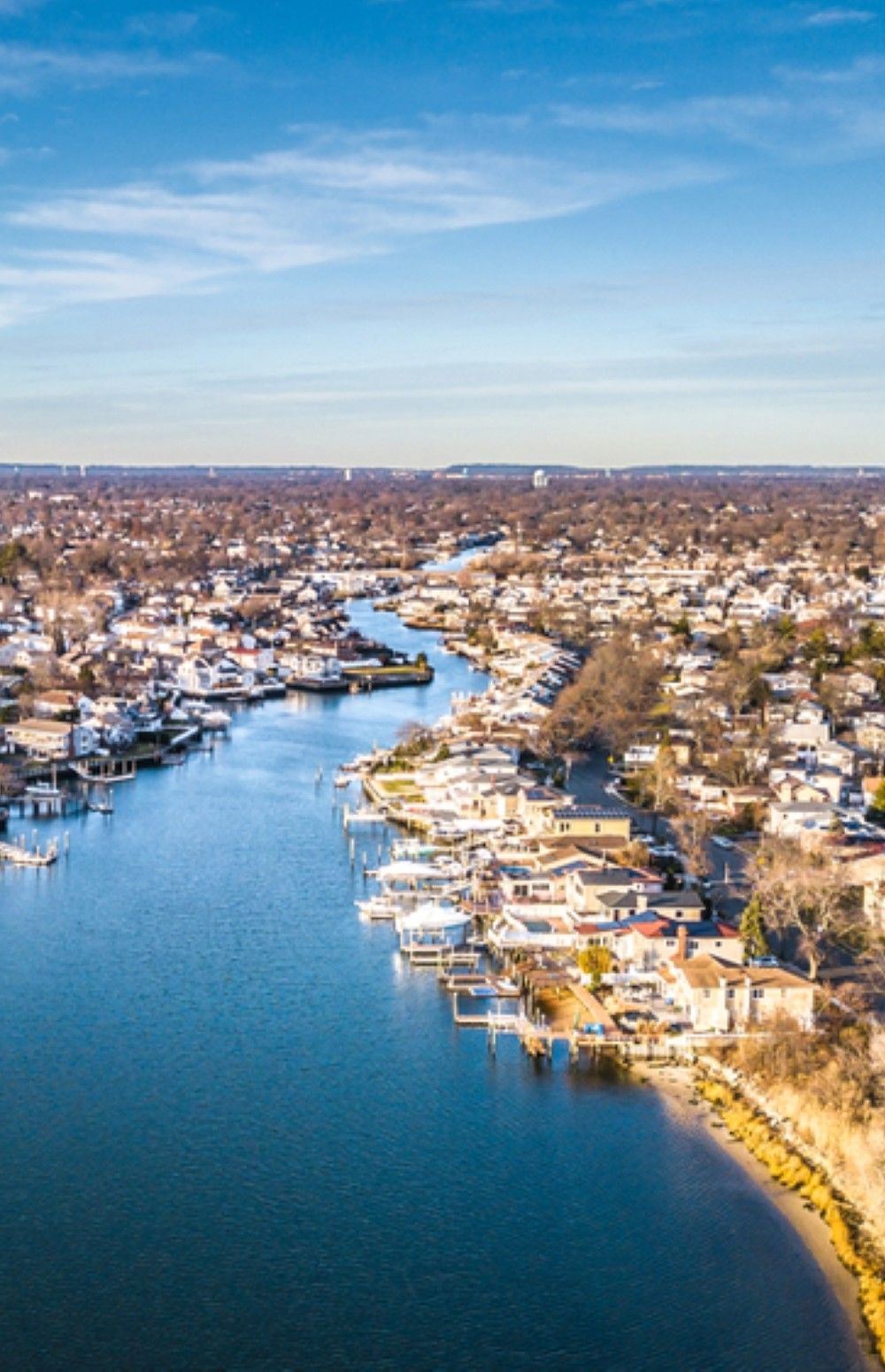 Aerial drone image of Long Island, New York