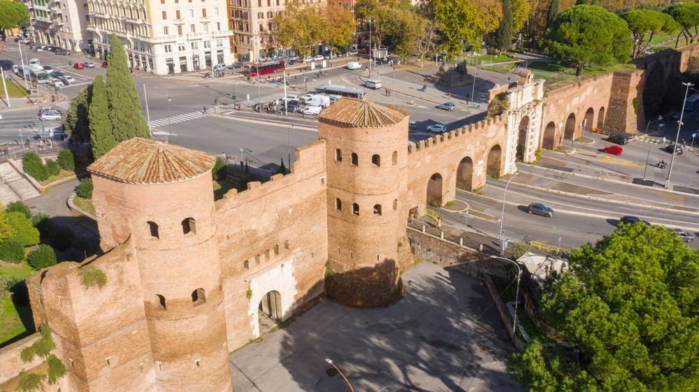 Aerial view of Porta San Giovanni in Rome