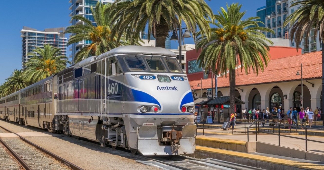 Amtrak train in San Diego, California